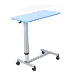 병원 병동 요양원 환자 이동 바퀴 침대 식탁 테이블, 하늘색(유압 조정