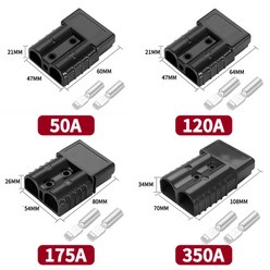 커넥터 앤더슨 스타일 고전류 고속 와이어 전원 충전 플러그 50A 120A 175A 350A 2 핀 배터리 5 개 20 100, 25.Black 5 PCS50A