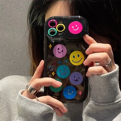 쿠이시 스마일 블랙 투명 케이스 귀여운 아이폰 케이스
