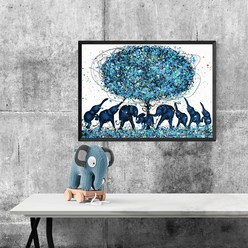 행복한 코끼리 2 돈 들어오는 인테리어 그림 행운의 장식품 풍수 포스터
