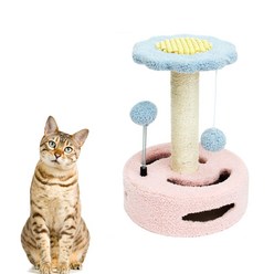 BAJIU 고양이 기둥형 스크래쳐 캣타워 혼합색상 1개 솔라플라워, 핑크블루