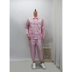 [제전복 투피스] Y카라 핑크 투피스 작업복긴팔 방진복 크린룸 정전기방지 무진복, 핑크 (Y카라), 3XL, 1개
