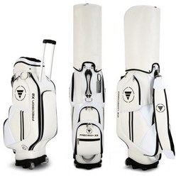 피지엠 PU 골프백 바퀴형 캐디백 방수 세련된 디자인 QB029, 흰색