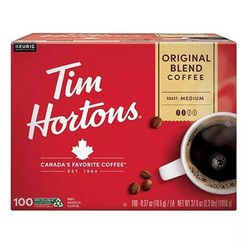 (미국직배) Tim Hortons 팀홀튼 캡슐커피 100ct 큐리그 케이컵 K컵 Original Blend Premium Coffee