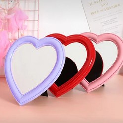 하트 러블리거울 탁상용 화장대 벽걸이 인테리어 거울, 핑크