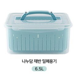 제오닉 하늘색 핸들 나누담 채반 밀폐용기 6500ml, 1개