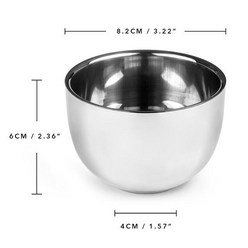 QSHAVE-스테인레스 스틸 면도 비누 그릇 안전 면도기 클래식 브러시 스탠드 면도 크림 8.2x6x4.2 cm 브러시 미포함, 01 Silver, 01 Silver