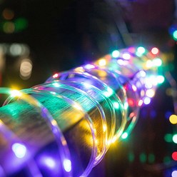 태양광 LED줄조명 호스등 튜브 크리스마스 트리 인테리어 울타리 나무 파티션 루프탑 감성캠핑, 칼라빛(태양광형), 1개