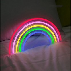 레이스빈 LED 레터링 아트 네온사인 RAINBOW, 혼합 색상