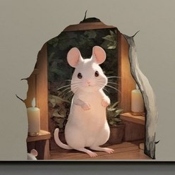 야광 쥐구멍 스티커 바라보는 쥐, 단일속성, 본상품선택
