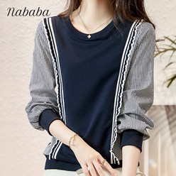 나바바 NT583 여성 투인원 캐주얼 단가라 프릴 티셔츠
