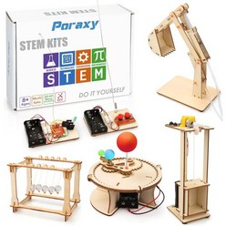 5 세트 STEM 키트 목조 건축 3D 퍼즐 조립 8-12세 어린이를 위한 과학 실험 프로젝트 DIY 교육용 모델 장난감 8세 9세 10세 11세 12세 소년 소녀를 선물