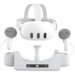 오큘러스 퀘스트 3 충전 독용 ZLiT VR 헤드셋 컨트롤러 휴대용 독 스테이션 스탠드 베, White