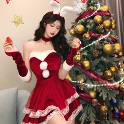 [당일배송]크리스마스 산타걸 코스프레 여성 산타복 여자 코스튬 섹시 파티 원피스 크리스마스옷