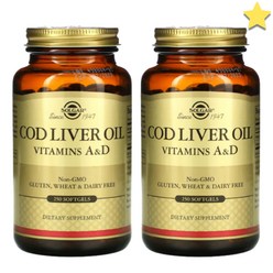 [1+1] Solgar 솔가 코드리버오일 대구간유 비타민A&D 250정 소프트젤 Cod Liver Oil 솔땡 고약사 약들약 2개