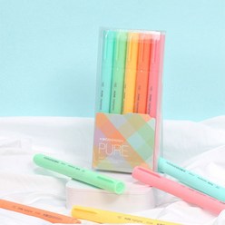 카코 [KAKO] 퓨어 마카롱 하이라이터 형광펜 5종세트, 핑크+오렌지+옐로우+그린+블루