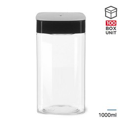 페트용기 팜스사각 1000ml 다용도 플라스틱 팜스용기, 1000ml 블랙캡 (100개), 1개