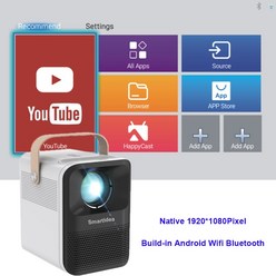SMARTIDEA 네이티브 풀 HD 1920X1080P 스마트 프로젝터 안드로이드 와이파이 블루투스 3D 비디오 게임 PROYECTOR 디지털 홈 시어터 비머, CHINA|Android Version