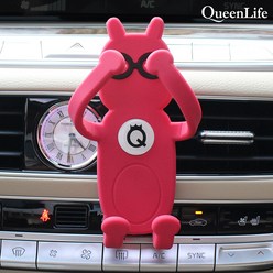 퀸라이프 특허 자동차 송풍구 큐맨 핸드폰 거치대, 1개, 큐맨-핑크루비