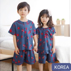 유아 아동 여름 아기 반팔 어린이 가족 잠옷 /레드하트(레이온)