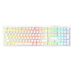 포팩트 유선 저소음 노브 RGB 키보드, 화이트, QN108, 제조사축