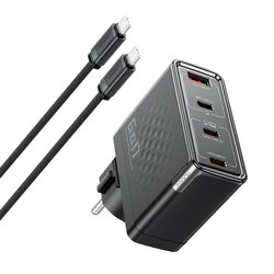 Toocki PD 3.1 GaN PPS 140W 4포트 접지형 초고속 멀티충전기 + C TO C 2M 240W 케이블 세트, 1세트, 블랙