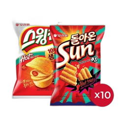 오리온 스윙칩 볶음고추장 60g 10개 + 썬 핫 스파이시맛 80g