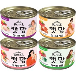 대용량 캣맘 로얄캔 4종콤보(치킨,연어,게살,헤어볼), 24개, 160g, 혼합
