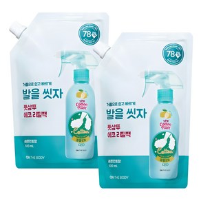 온더바디 코튼풋 발을 씻자 풋샴푸 레몬민트향 에코 리필팩 500ml