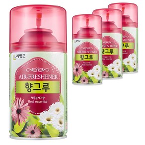 리빙굿 향그루 실내용 방향제 자동분사기 애플향 본품, 280ml, 4개