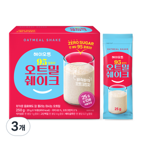 헤이오트 95칼로리 오트밀 쉐이크 10p, 250g, 3개