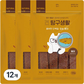 내츄럴랩 견 탐구생활 건조간식, 황태, 100g, 12개