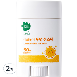 그린핑거 야외놀이 투명 유아 선스틱 단상자 SPF50+ PA++++, 20g, 2개