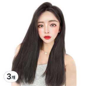 준 스트레이트 1피스 붙임머리 50cm 190g, 네추럴블랙, 3개