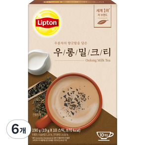 립톤 우롱 밀크티, 19g, 10개입, 6개