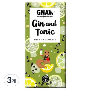 GNAW 진 앤 토닉 밀크 초콜릿 바, 100g, 3개