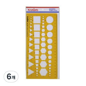 Koing 템플렛 종합정규 모양자 NO102F, 혼합색상, 6개