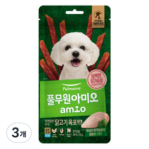 풀무원아미오 강아지 자연담은 육포 칼슘PLUS, 닭가슴살, 50g, 3개