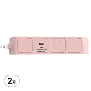 네모탭 고속충전 C타입 3.0A 일반 멀티탭 3구 SY-NB3 USB CT-2, 2.5m, 핑크, 2개