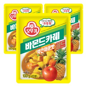 오뚜기 바몬드 카레 골드 약간매운맛 과립형, 100g, 3개