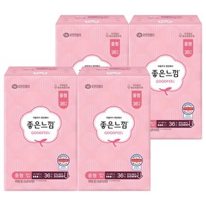 좋은느낌 오리지널 울트라슬림 생리대 날개형, 중형, 36개입, 4개