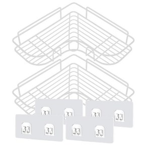 벤홈 접착식 다용도 코너 욕실 선반 2p + 더블후크 4p 세트