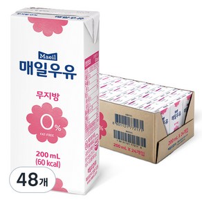 매일우유 무지방 0% 멸균우유, 200ml, 48개