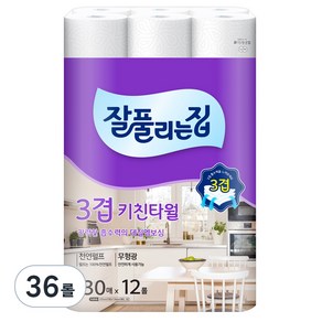 잘풀리는집 천연펄프 키친타올, 130매, 36개