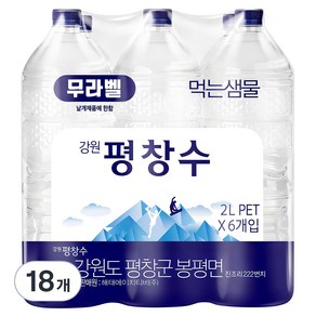 강원평창수 무라벨 생수, 2L, 18개