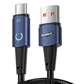 애니포트 문라이트 USB A to C 고속충전 케이블 AP-UTCM66W, 블루, 1개, 1.2m