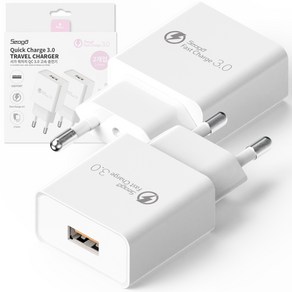 서가 퀵차지 QC3.0 18W USB 고속충전기 어댑터, 화이트, 2개