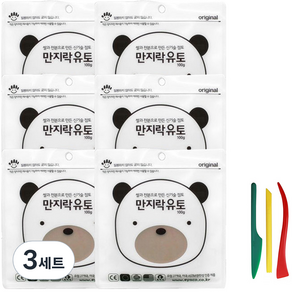 이야코 만지락 소프트 유토 100g x 6p + 주걱칼 3종 세트, 3세트, 혼합색상