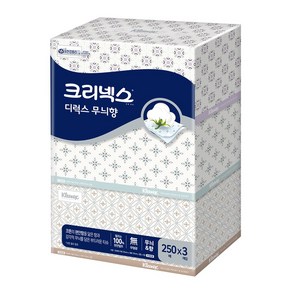 크리넥스 천연펄프 각티슈 디럭스 무늬향 2겹, 250매, 3개