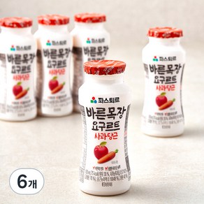 파스퇴르 바른목장 사과당근 요구르트, 100ml, 5개입, 6개